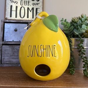 New Rae Dunn SUNSHINE Lemon Ceramic Birdhouse